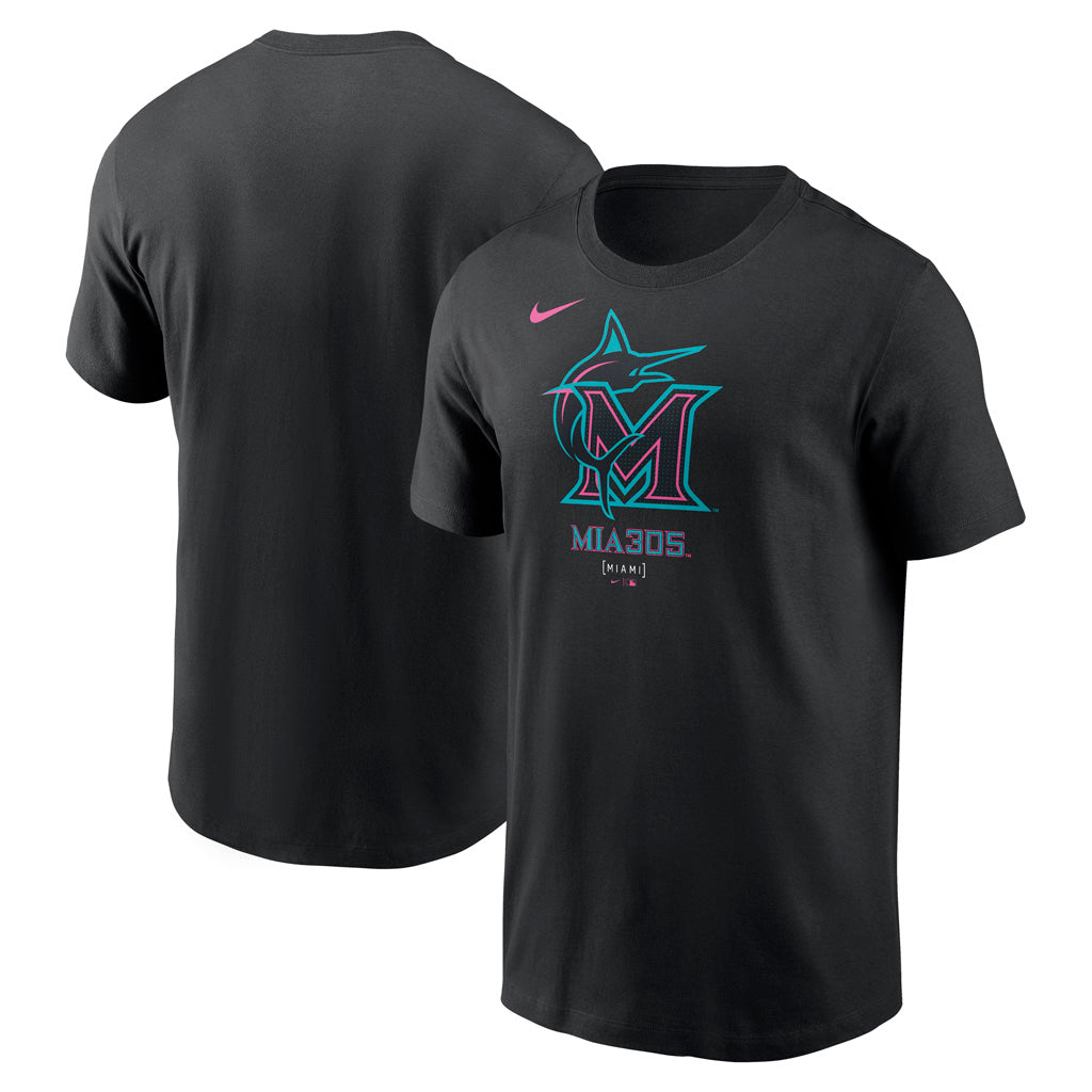 MLB Miami Marlins Nike 2025 City Connect Logo Cotton T-Shirt - Black
