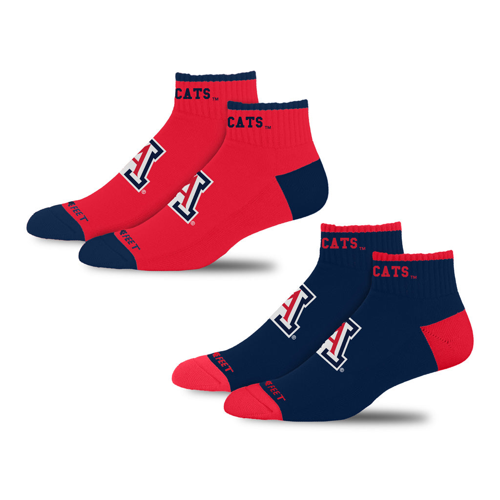 NCAA Arizona Wildcats For Bare Feet Front & Center 2-Pack Socks - Red & Navy