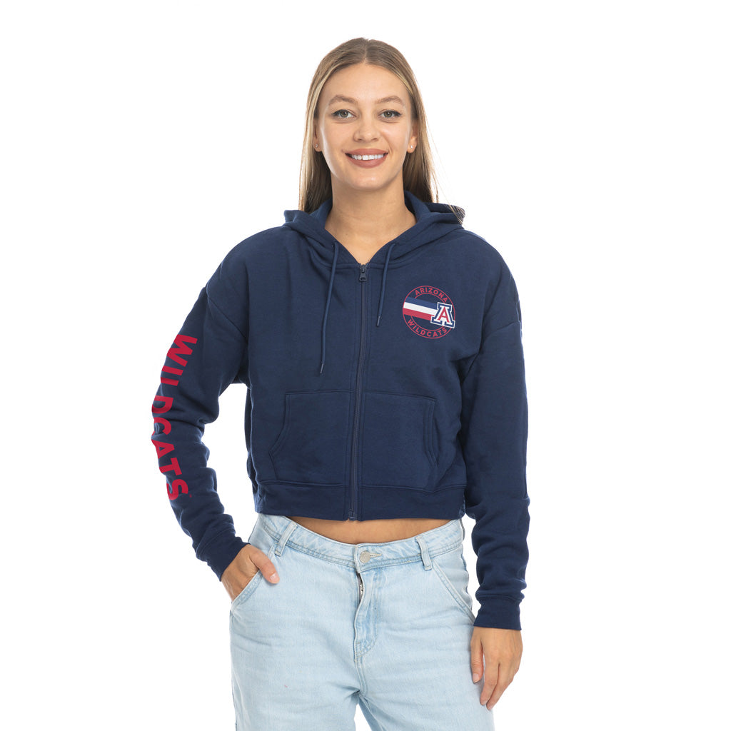 NCAA Arizona Wildcats Women's ZooZatz Cropped Full Zip Hoodie