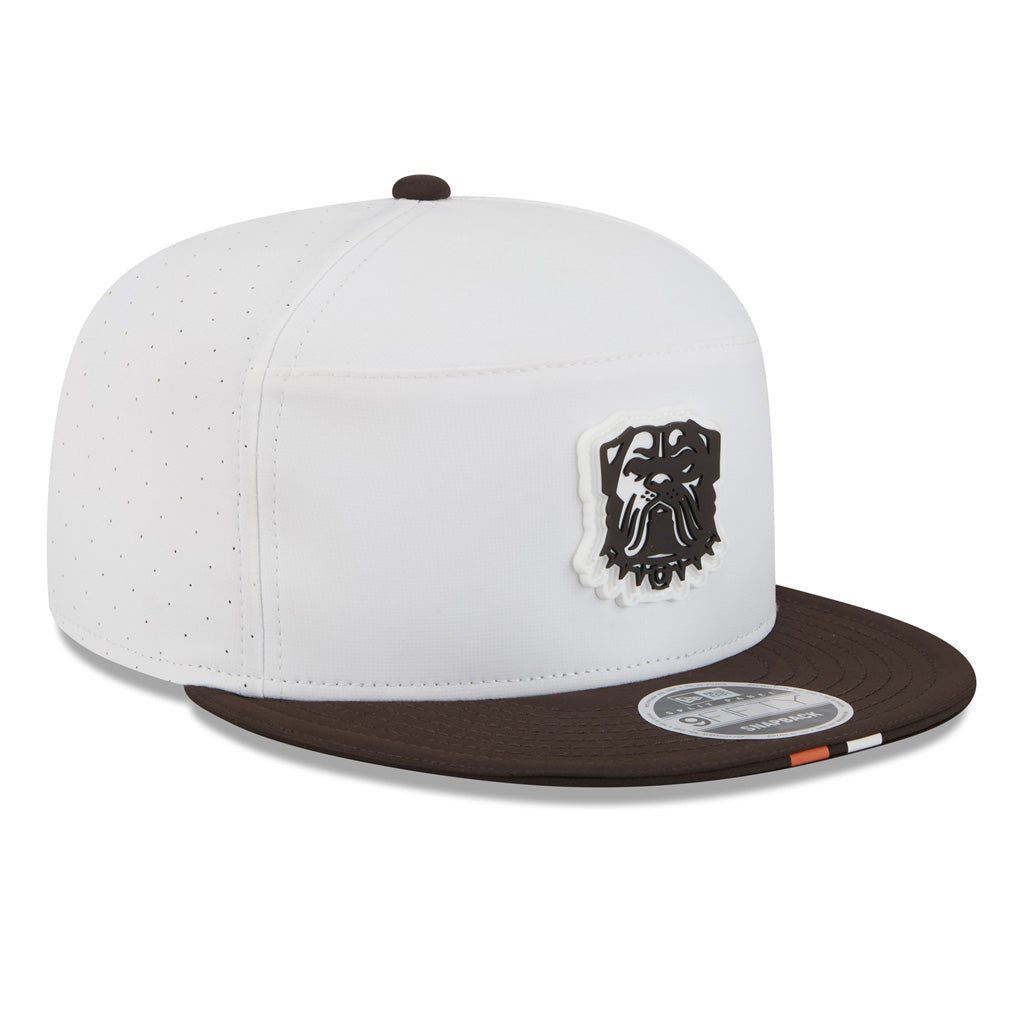 NFL Cleveland Browns New Era 2025 Training 9FIFTY Split Panel Snapback Hat - White