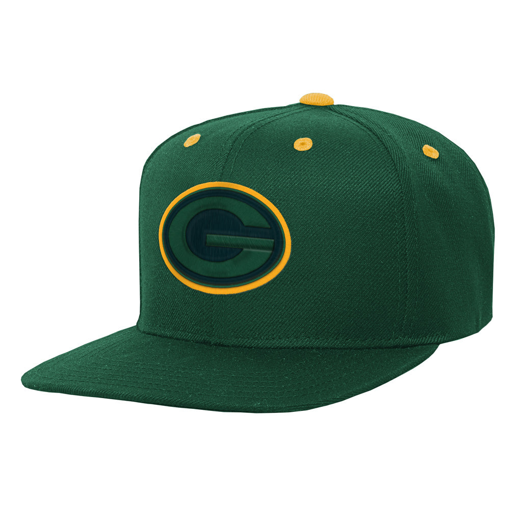 NFL Green Bay Packers Youth Outerstuff Team Color Pop Flatbrim Adjustable Snapback Hat - Green