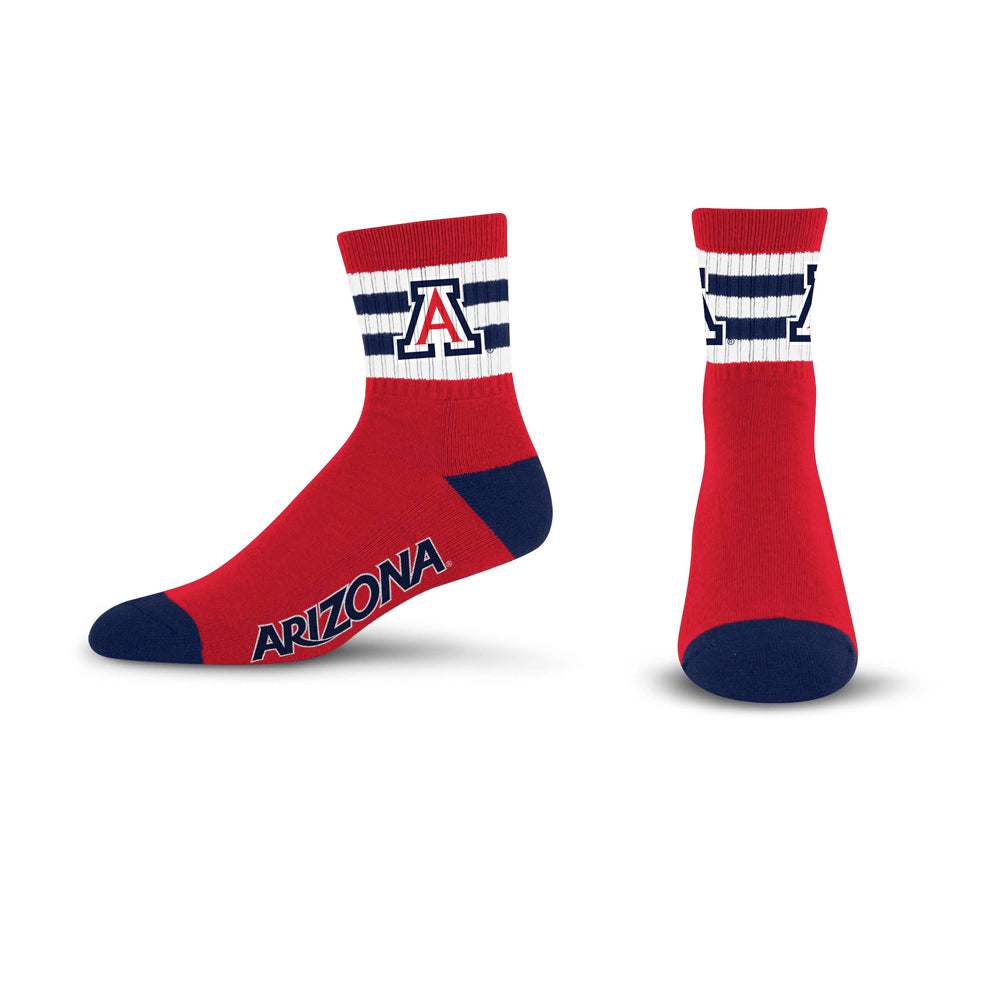 NCAA Arizona Wildcats For Bare Feet 5 Stripe Logo Quarter Socks