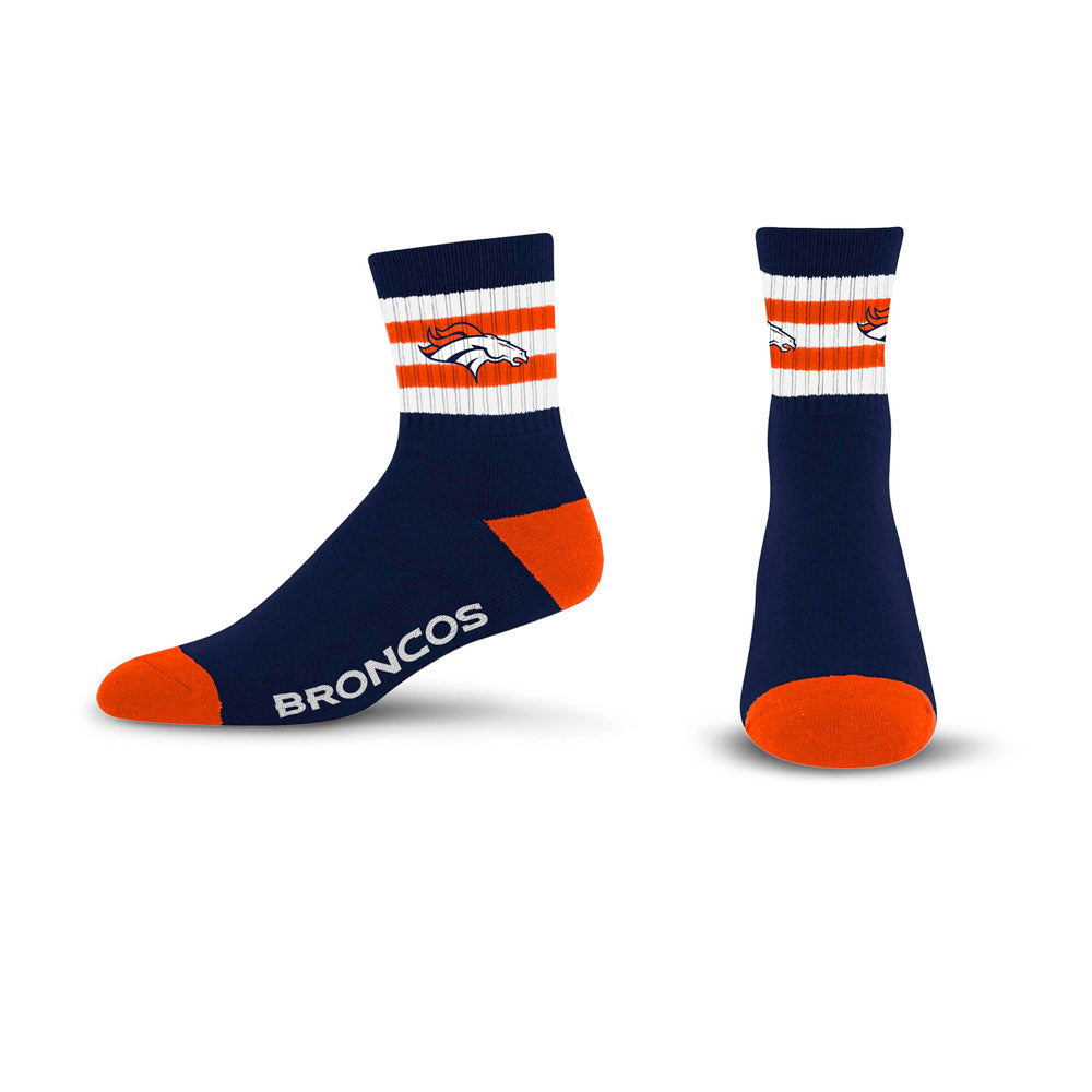 NFL Denver Broncos For Bare Feet 5 Stripe Logo Quarter Socks