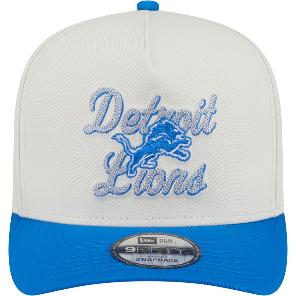 NFL Detroit Lions New Era Chainstitch Two-Tone 9FIFTY A-Frame Snapback Hat - Cream