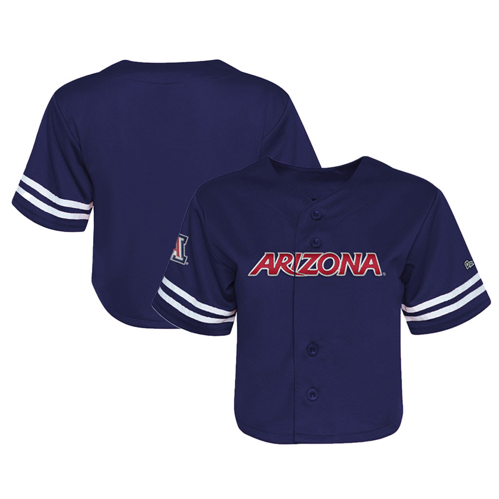 NCAA Arizona Wildcats Women's Hype & Vice Cropped Baseball Jersey Top - Navy