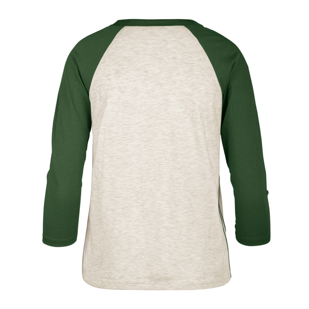 NFL Green Bay Packers Women&#39;s &#39;47 Good Vibes Ava Raglan T-Shirt - Cream