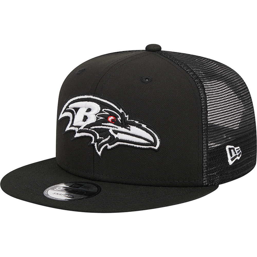 NFL Baltimore Ravens New Era Black & White 9FIFTY Snapback Trucker Hat - Black