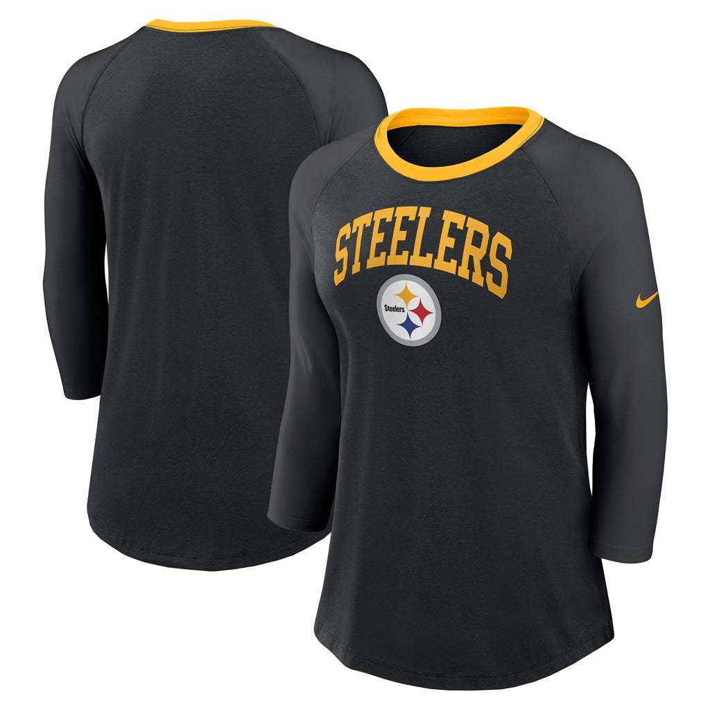 NFL Pittsburgh Steelers Women&#39;s Nike Fashion 3/4 Sleeve T-Shirt - Black