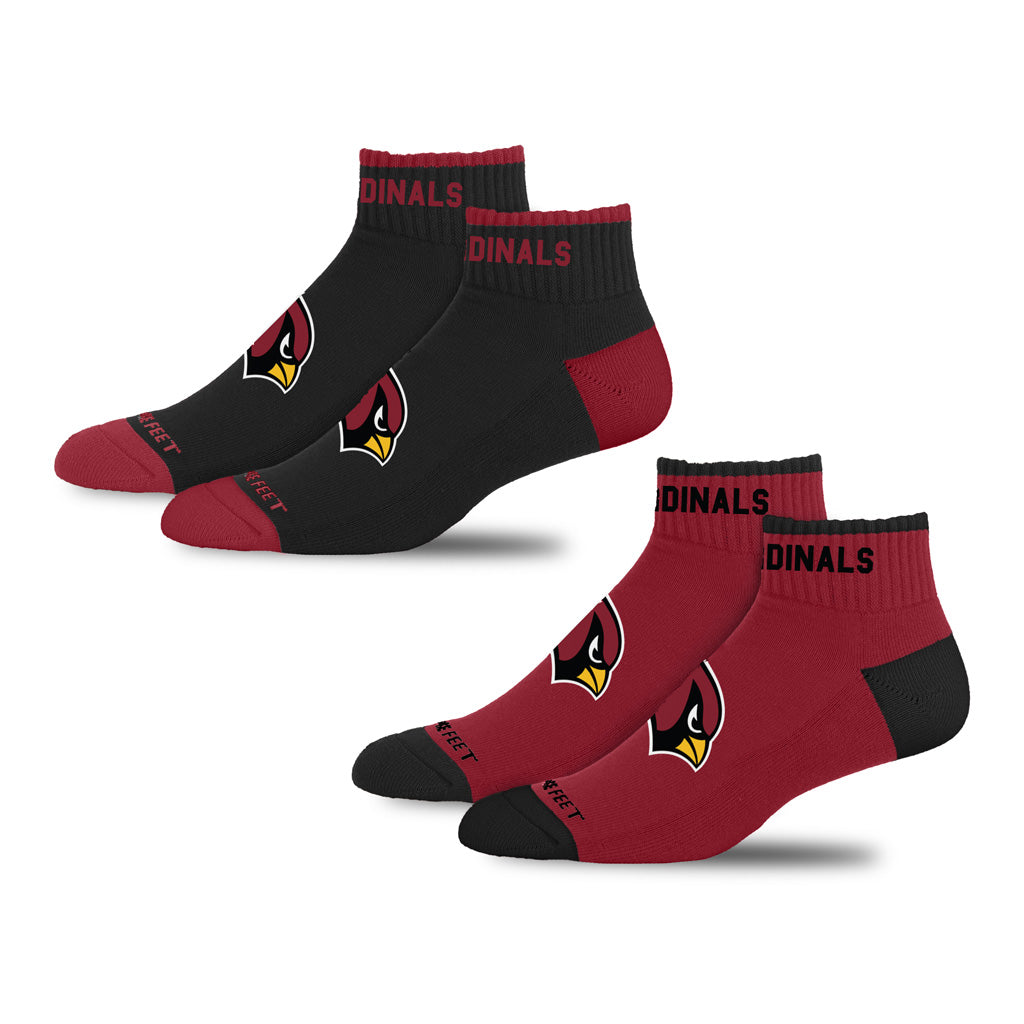 NFL Arizona Cardinals For Bare Feet Front & Center 2-Pack Socks - Black & Red
