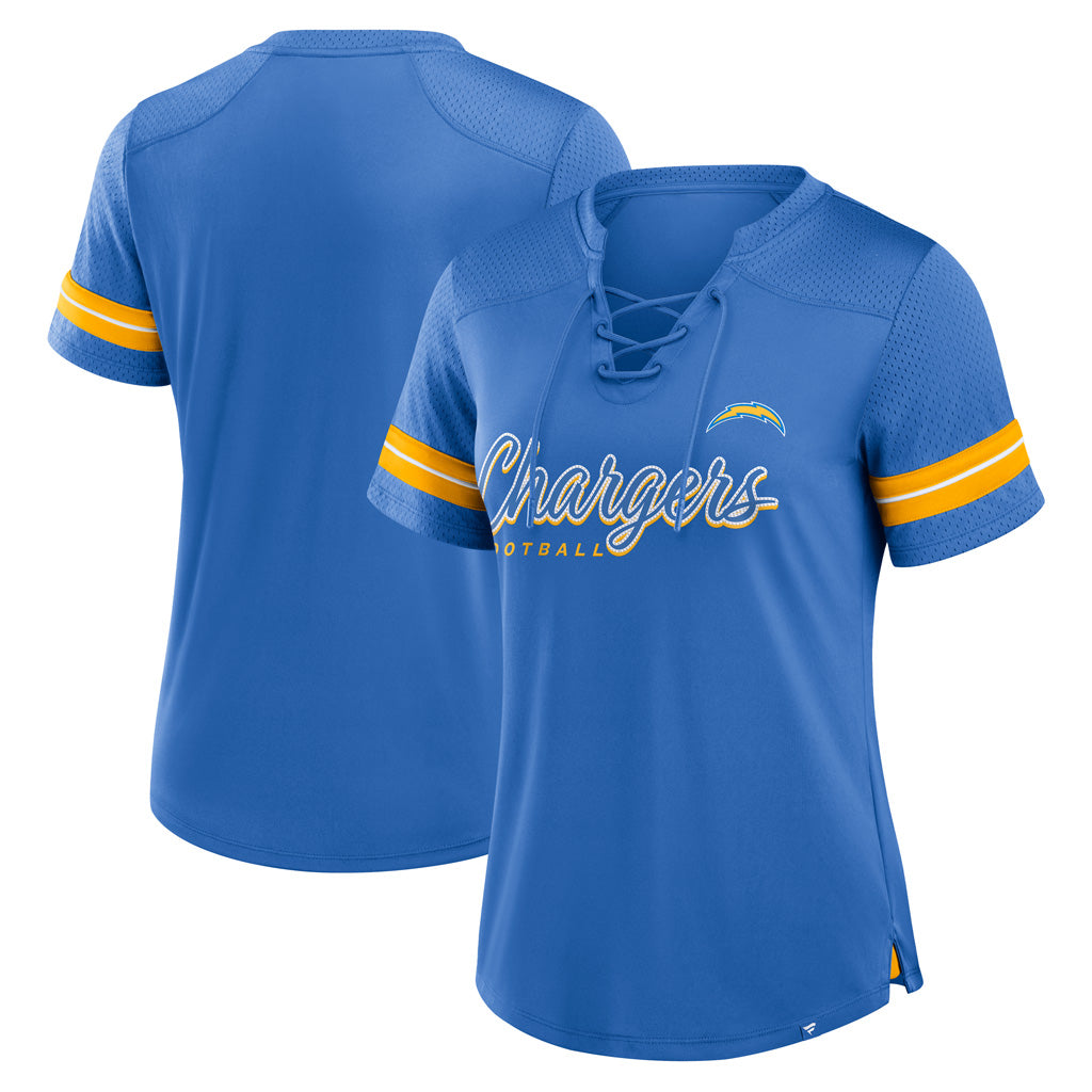 NFL Los Angeles Chargers Fanatics Women's Play Script Lace-Up Top