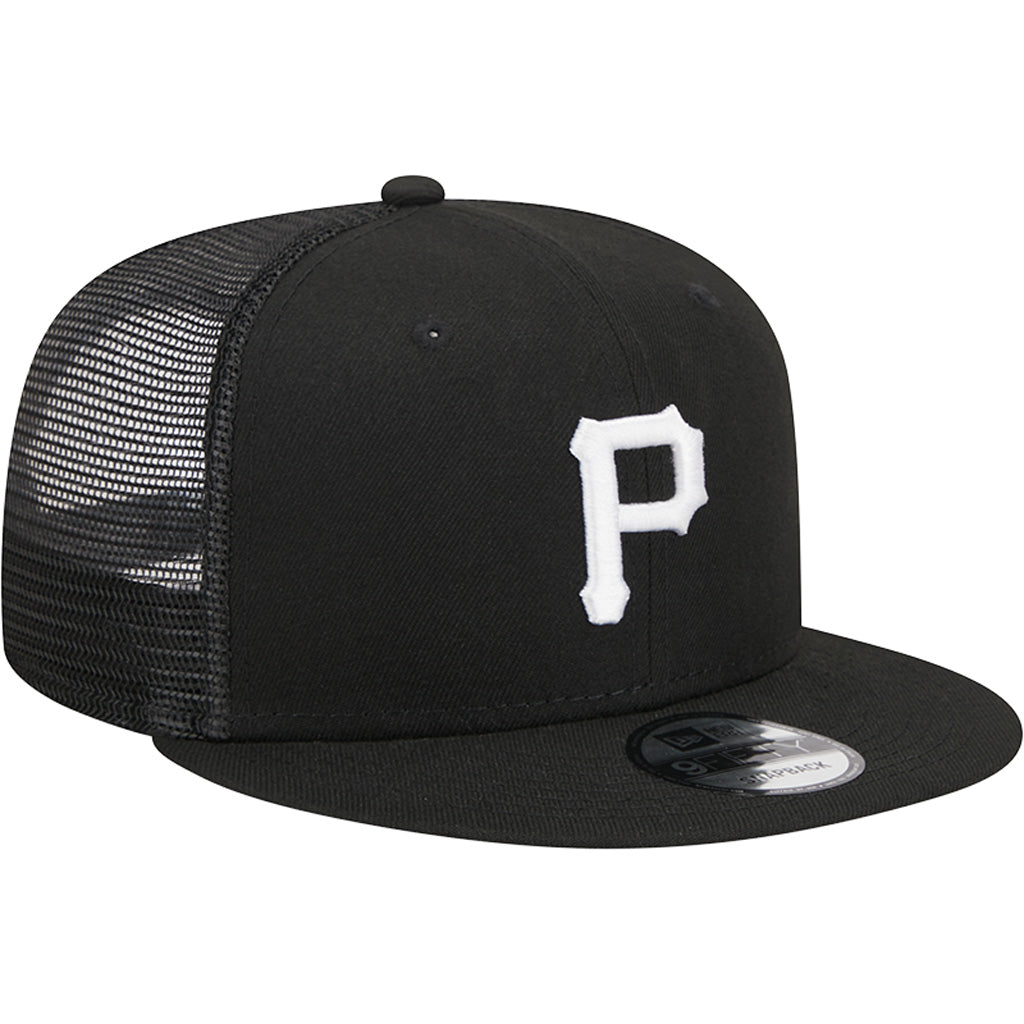MLB Pittsburgh Pirates New Era Black & White 9FIFTY Snapback Trucker Hat - Black