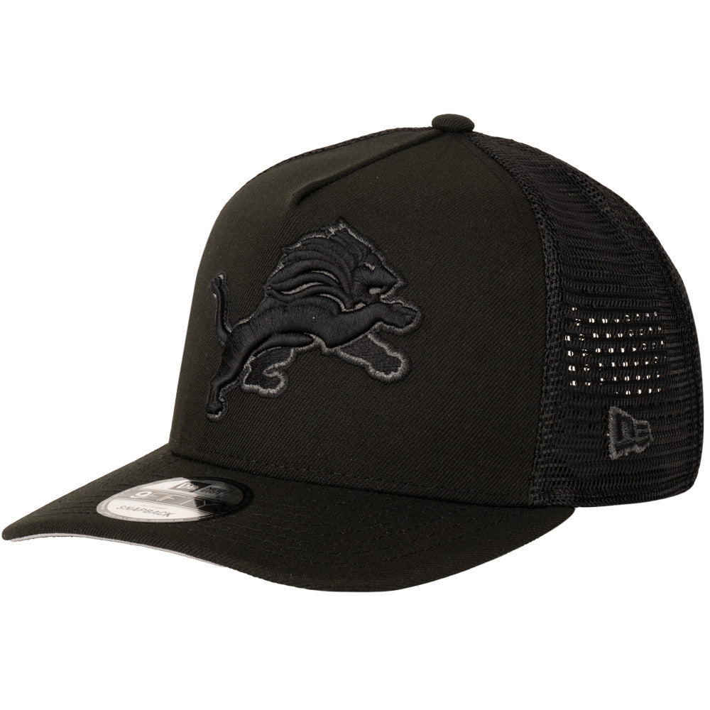 NFL Detroit Lions New Era Black Pearl A-Frame 9FIFTY Trucker Snapback Hat