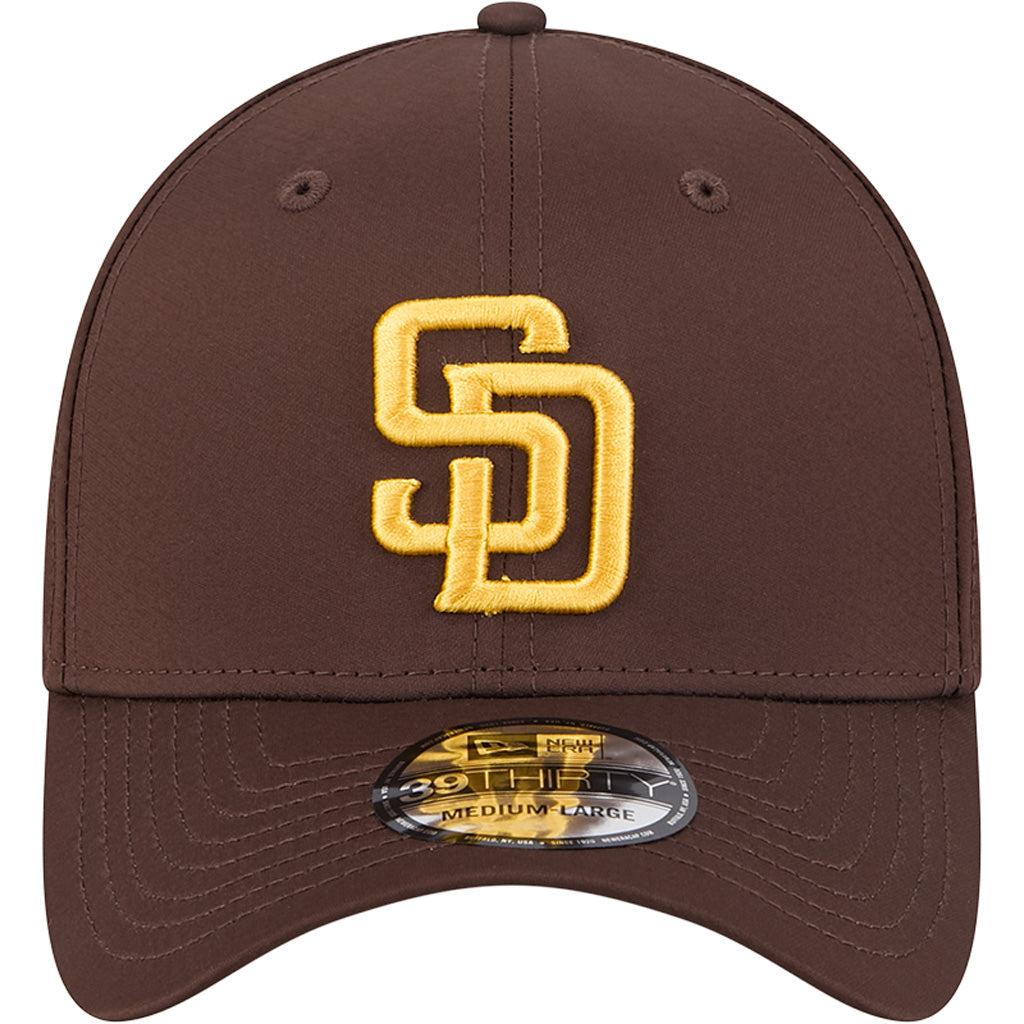 MLB San Diego Padres New Era Mid Perf 39THIRTY Flex Fit Hat - Brown