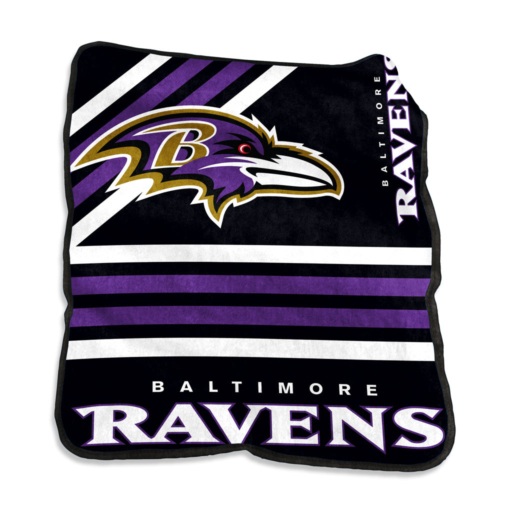 NFL Baltimore Ravens Logo Brands 50" x 60" Raschel Blanket - Black