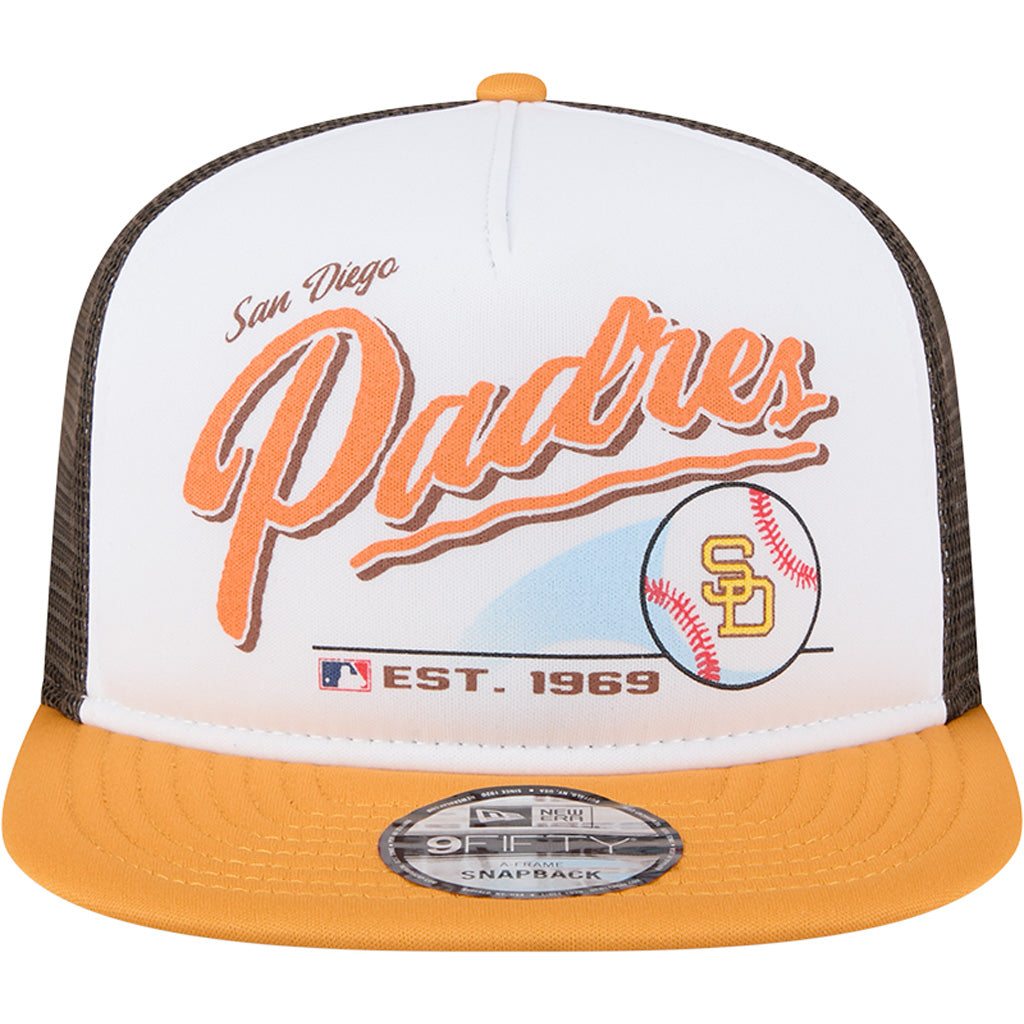 MLB San Diego Padres New Era Retro Script 9FIFTY A-Frame Snapback Hat - White