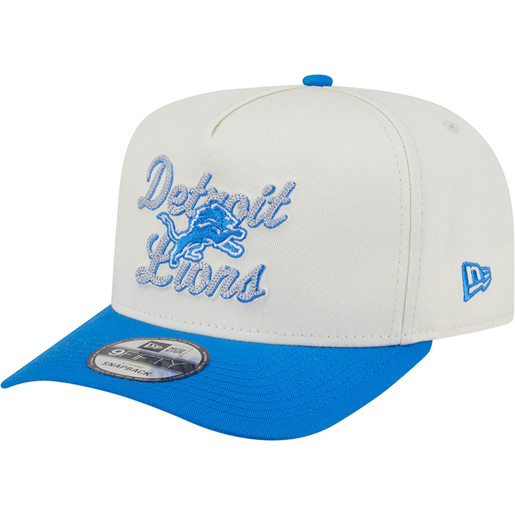 NFL Detroit Lions New Era Chainstitch Two-Tone 9FIFTY A-Frame Snapback Hat - Cream