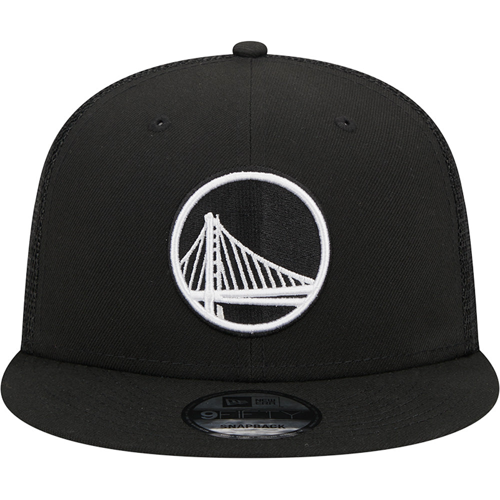 NBA Golden State Warriors New Era Black & White Trucker 9FIFTY Snapback Hat - Black