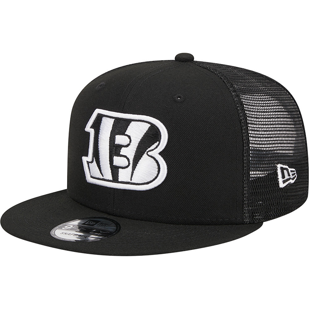 NFL Cincinnati Bengals New Era Black & White Trucker 9FIFTY Snapback Hat - Black