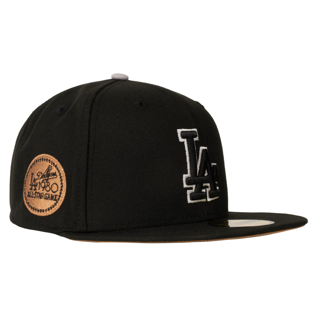 MLB Los Angeles Dodgers New Era Gray Outline Logo 59FIFTY Fitted Hat - Black