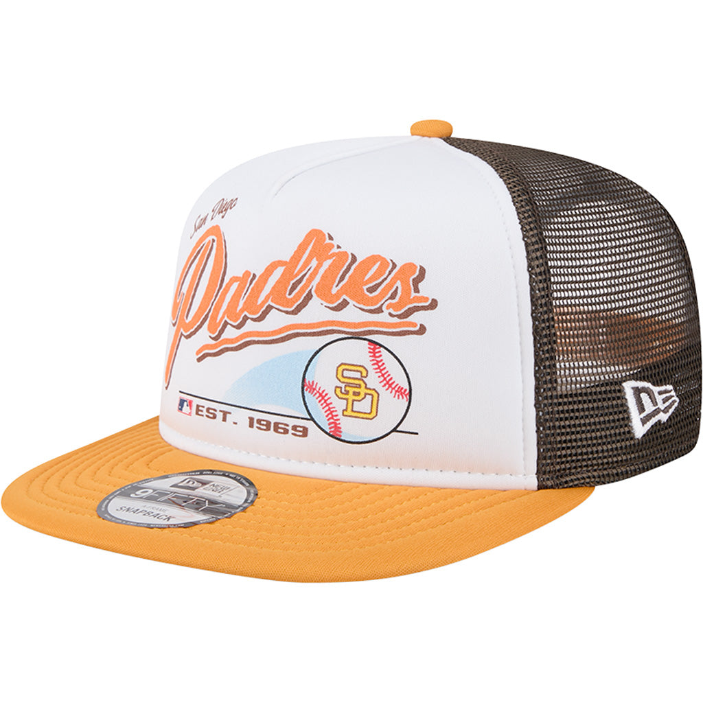 MLB San Diego Padres New Era Retro Script 9FIFTY A-Frame Snapback Hat - White