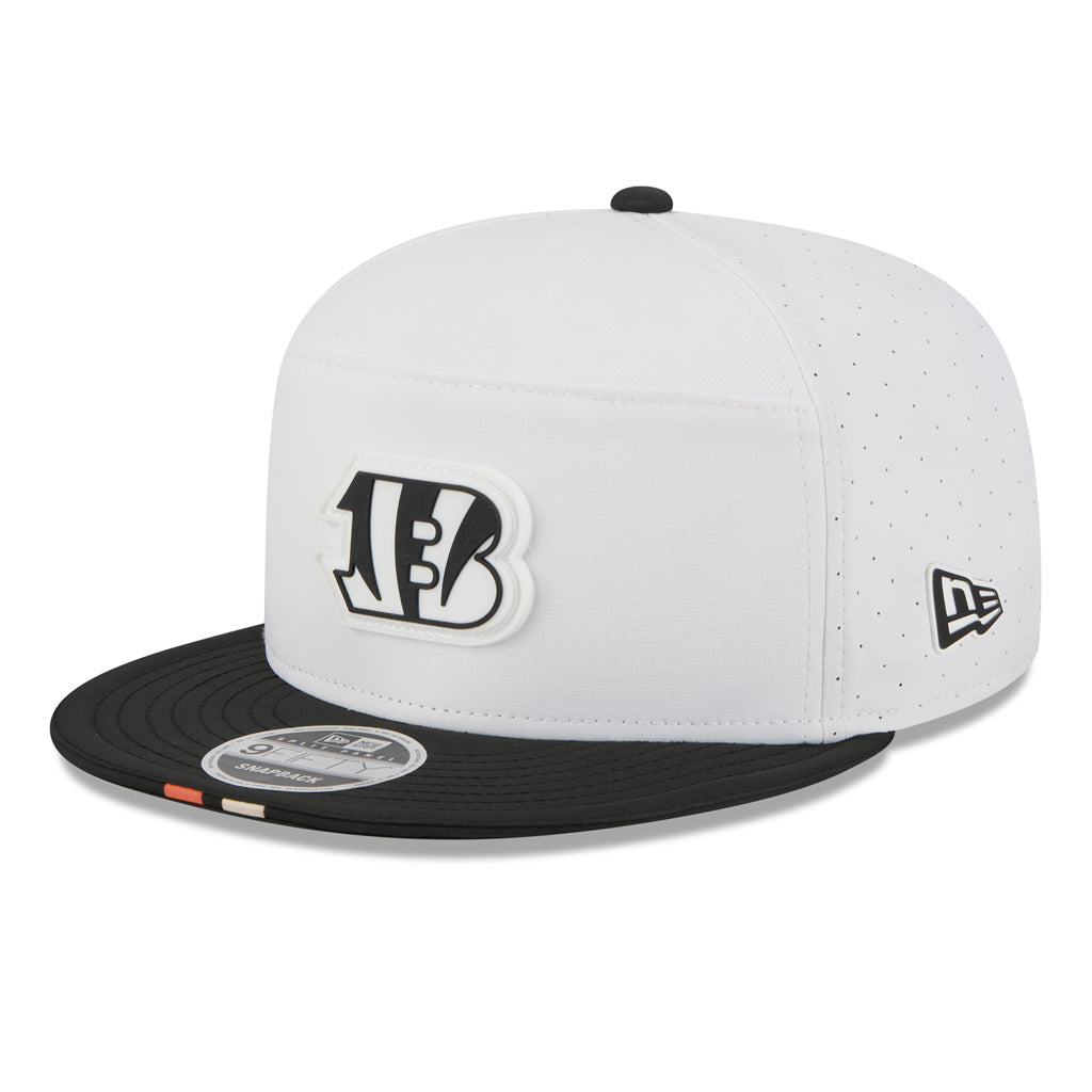 NFL Cincinnati Bengals New Era 2025 Training 9FIFTY Split Panel Snapback Hat - White