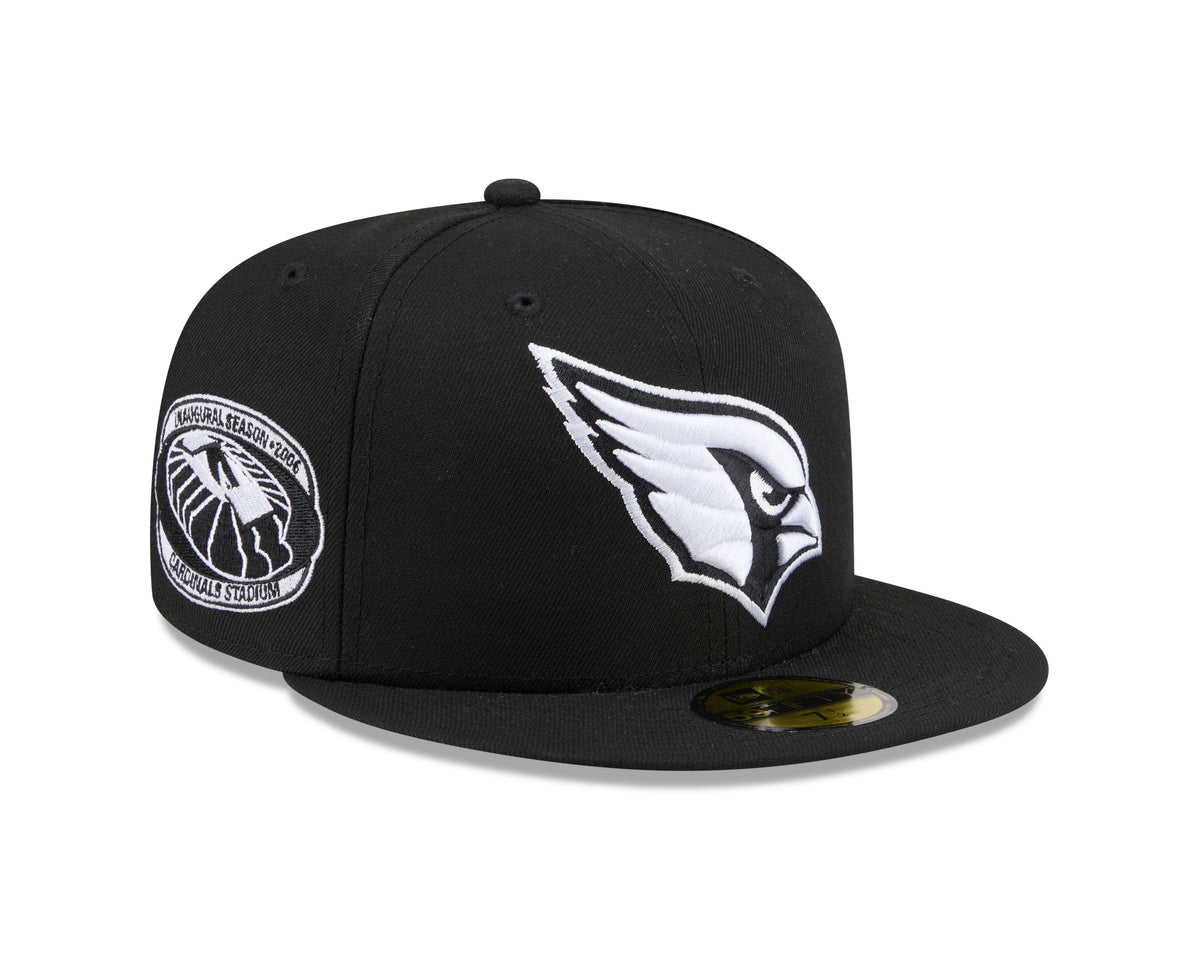 NFL Arizona Cardinals New Era Side Patch Black & White 59FIFTY Fitted Hat - Black