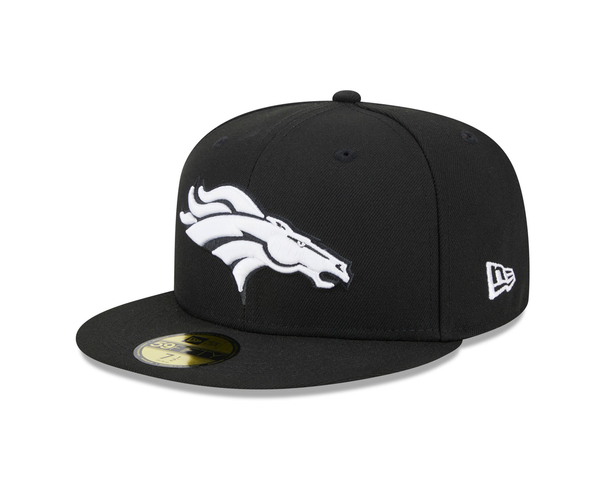 NFL Denver Broncos New Era Side Patch Black & White 59FIFTY Fitted Hat- Black