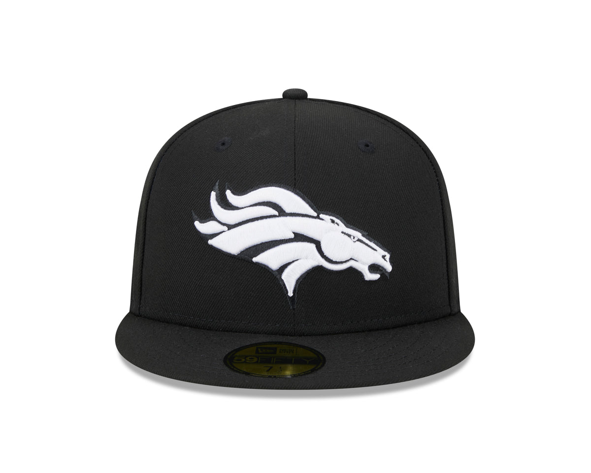 NFL Denver Broncos New Era Side Patch Black & White 59FIFTY Fitted Hat- Black