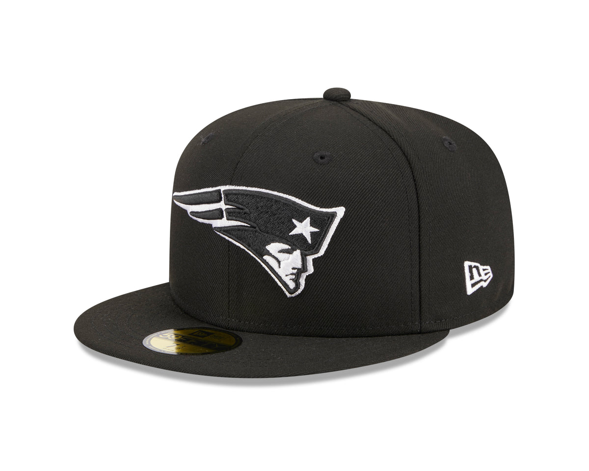 NFL New England Patriots New Era Side Patch Black & White 59FIFTY Fitted Hat- Black