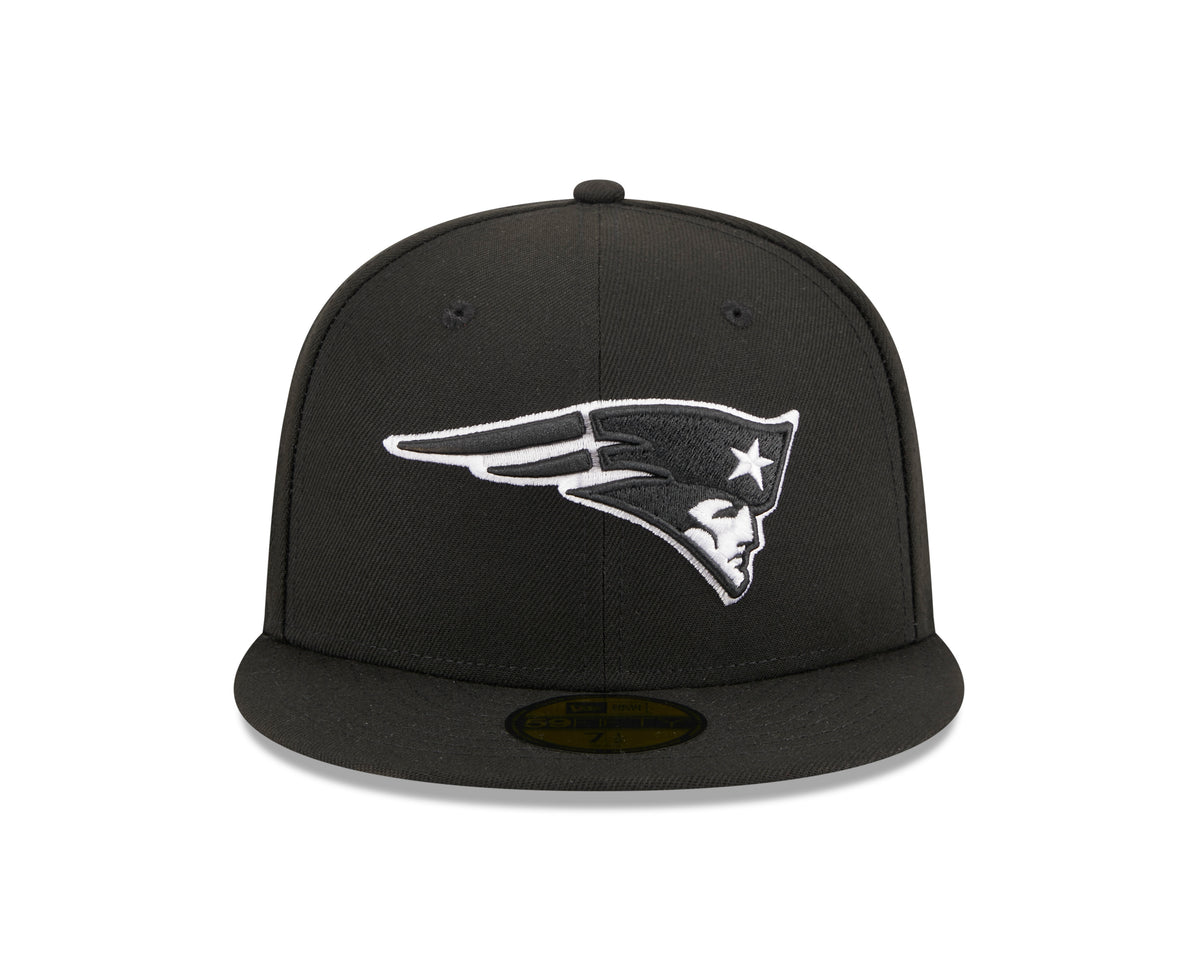 NFL New England Patriots New Era Side Patch Black & White 59FIFTY Fitted Hat- Black