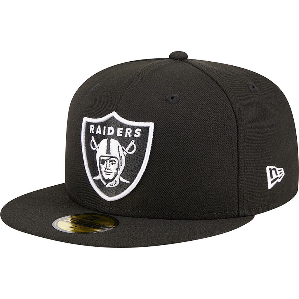 NFL Las Vegas Raiders New Era Side Patch Black & White 59FIFTY Fitted Hat - Black