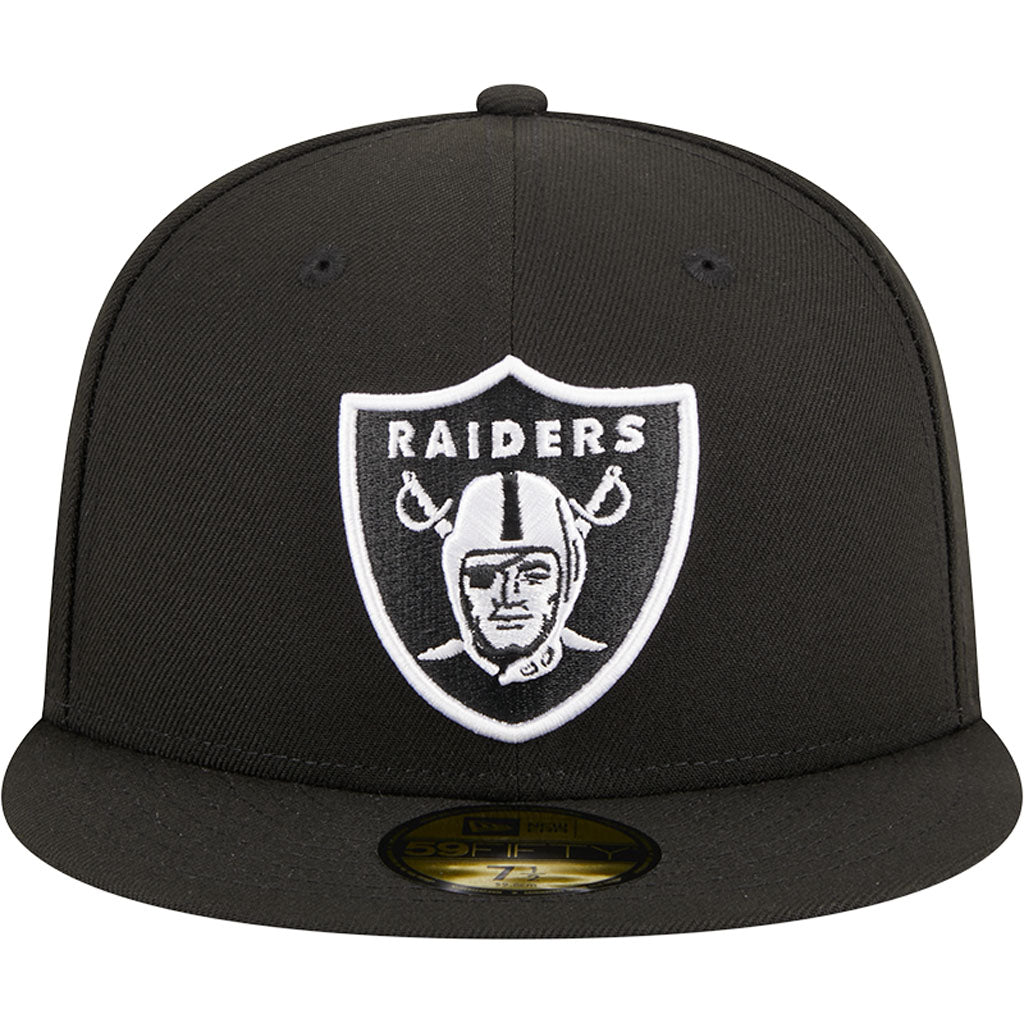 NFL Las Vegas Raiders New Era Side Patch Black & White 59FIFTY Fitted Hat - Black