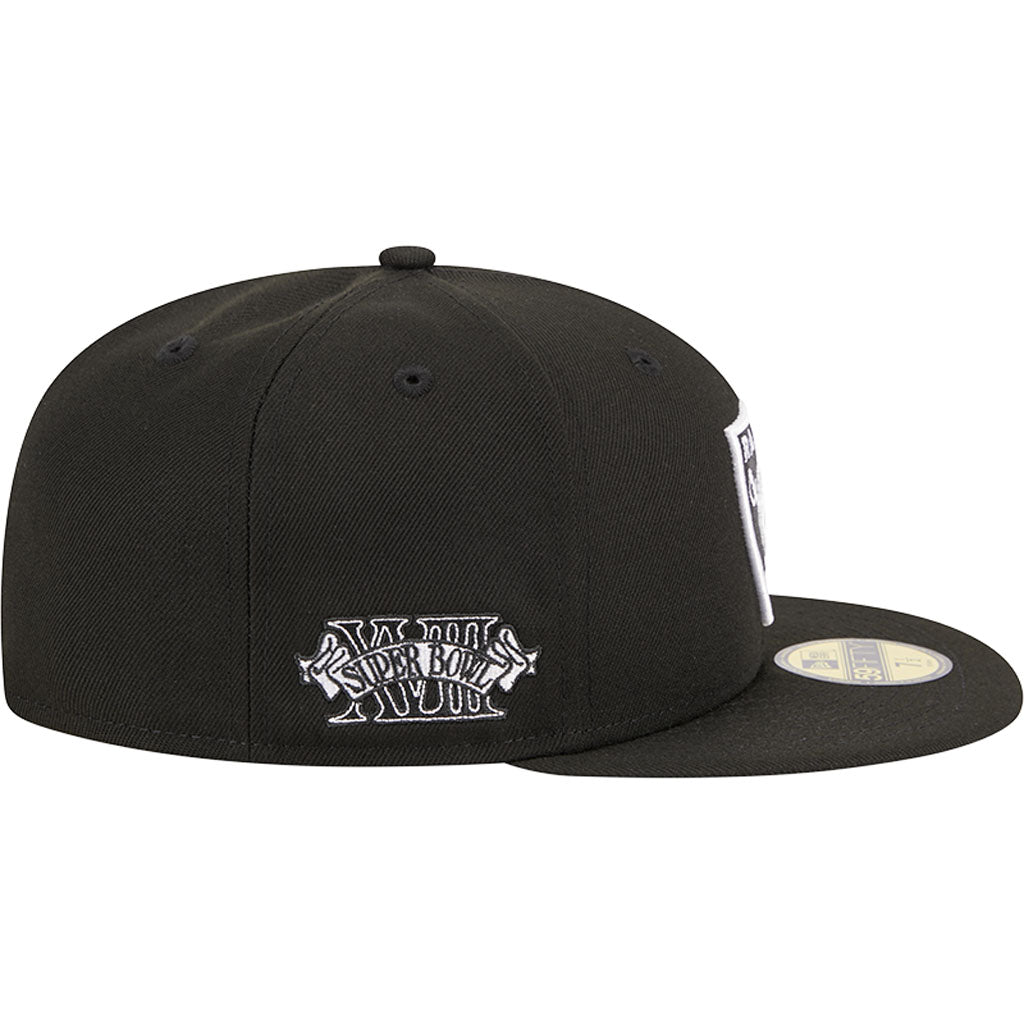 NFL Las Vegas Raiders New Era Side Patch Black & White 59FIFTY Fitted Hat - Black