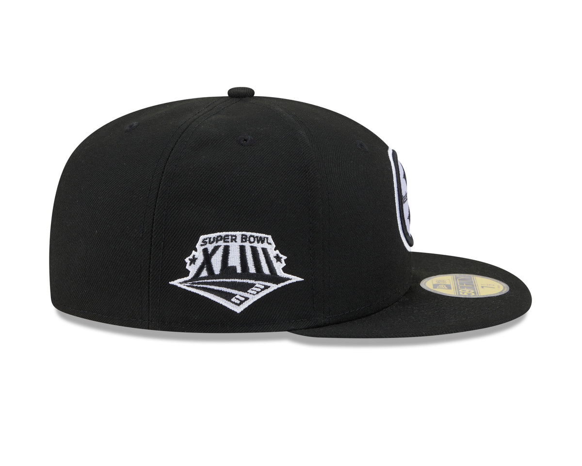 NFL Pittsburgh Steelers New Era Side Patch Black & White 59FIFTY Fitted Hat- Black