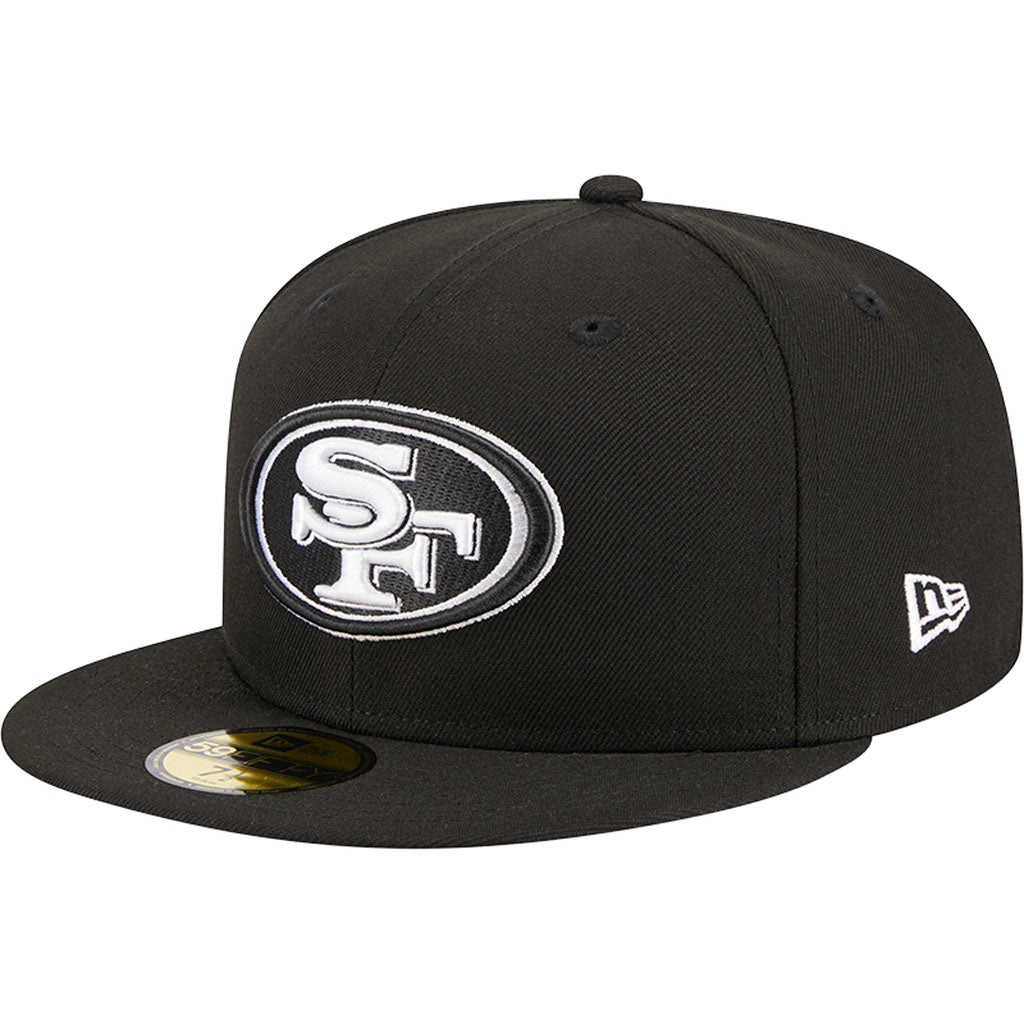 NFL San Francisco 49ers New Era Side Patch Black & White 59FIFTY Fitted Hat - Black