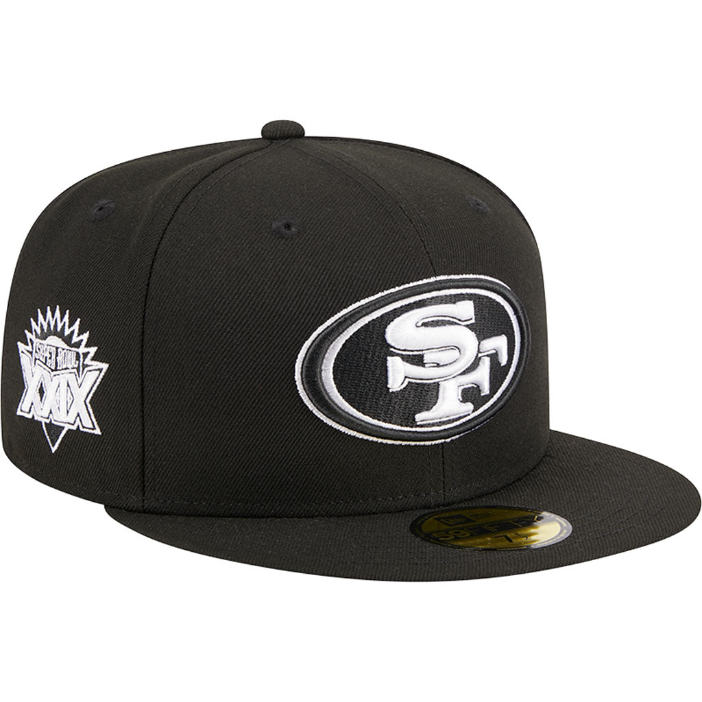 NFL San Francisco 49ers New Era Side Patch Black & White 59FIFTY Fitted Hat - Black