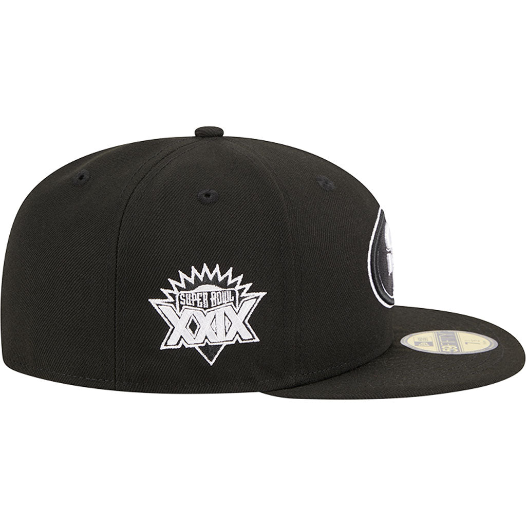 NFL San Francisco 49ers New Era Side Patch Black & White 59FIFTY Fitted Hat - Black