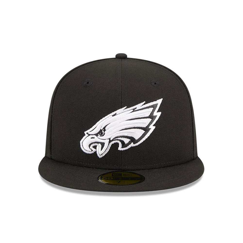 NFL Philadelphia Eagles New Era Side Patch Black & White 59FIFTY Fitted Hat- Black