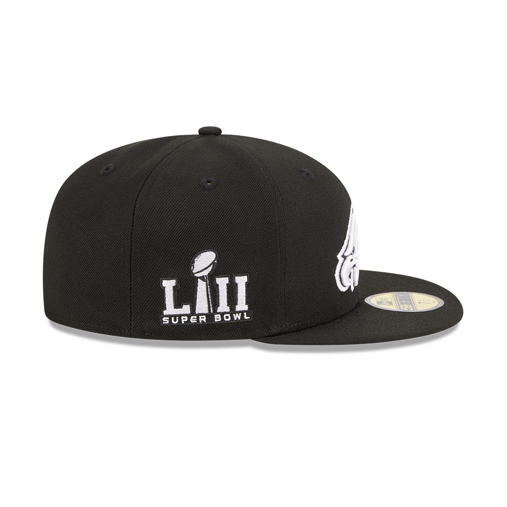 NFL Philadelphia Eagles New Era Side Patch Black & White 59FIFTY Fitted Hat- Black