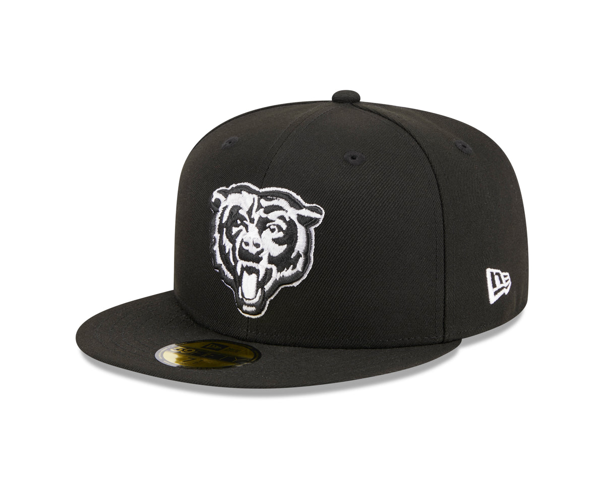 NFL Chicago Bears New Era Side Patch Black & White 59FIFTY Fitted Hat- Black