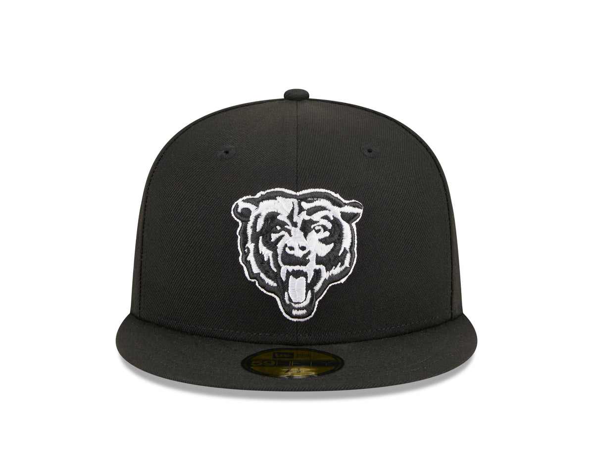 NFL Chicago Bears New Era Side Patch Black & White 59FIFTY Fitted Hat- Black