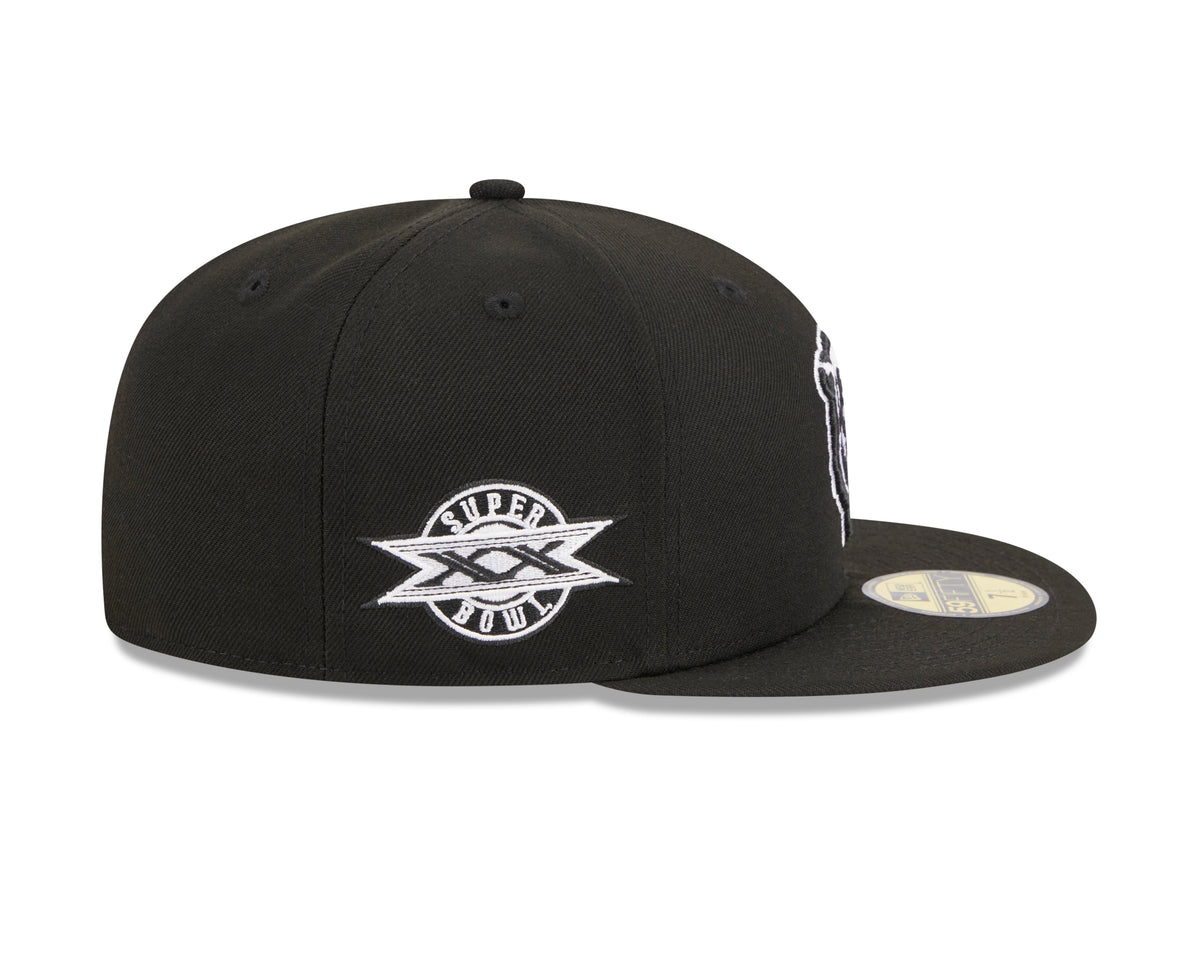 NFL Chicago Bears New Era Side Patch Black & White 59FIFTY Fitted Hat- Black