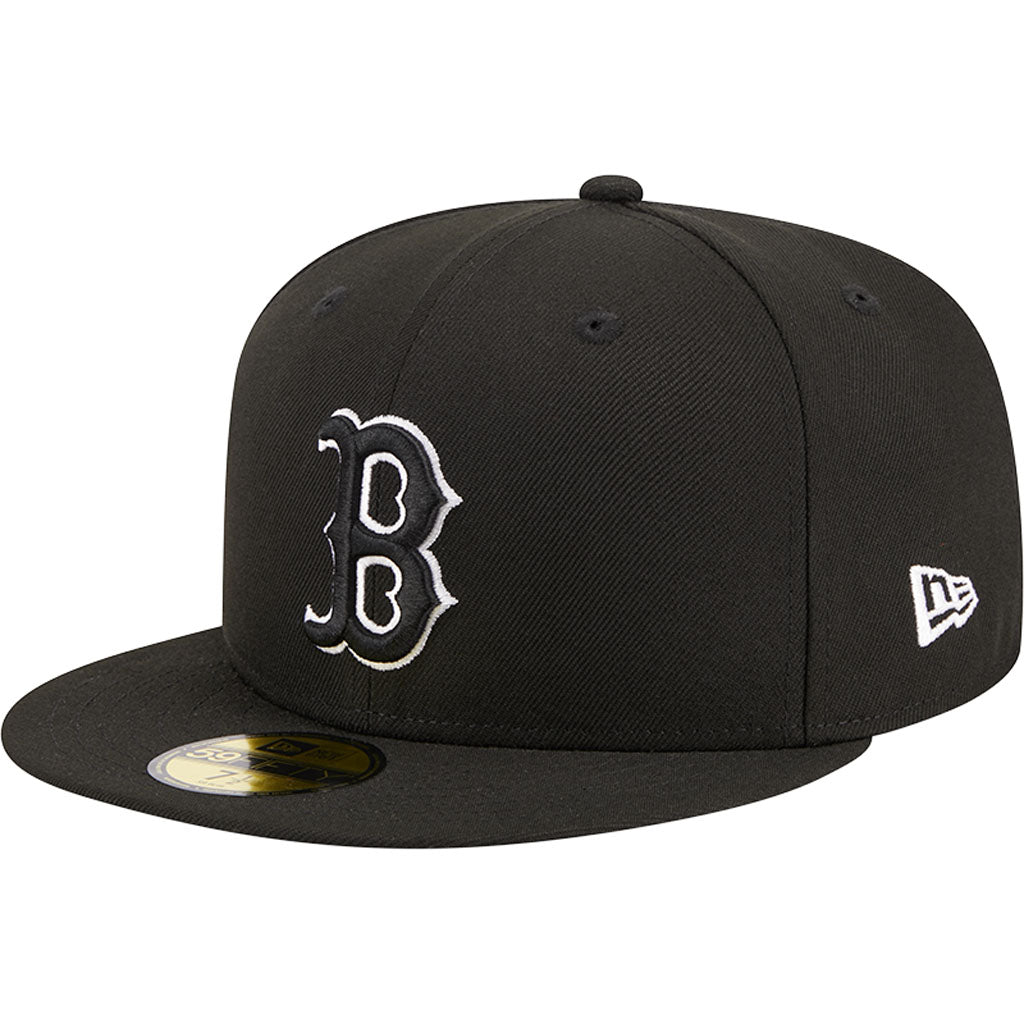 MLB Boston Red Sox New Era Side Patch Black & White 59FIFTY Fitted Hat - Black