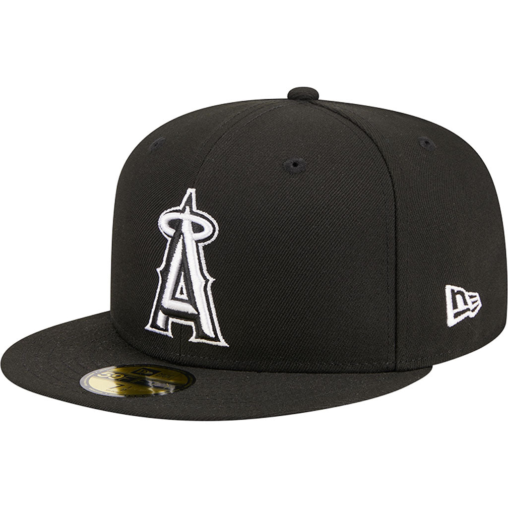 MLB Los Angeles Angels New Era Side Patch Black & White 59FIFTY Fitted Hat - Black