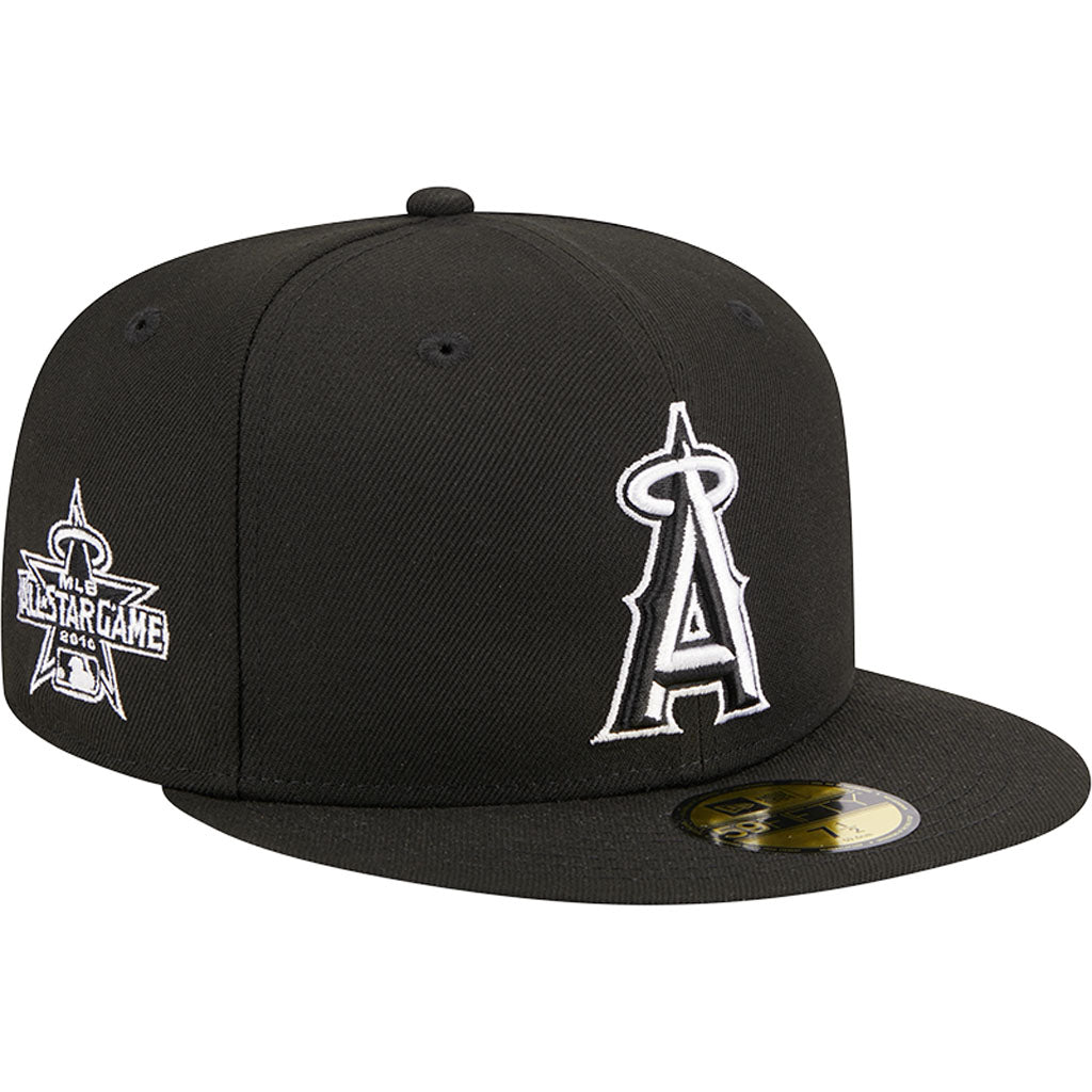 MLB Los Angeles Angels New Era Side Patch Black & White 59FIFTY Fitted Hat - Black