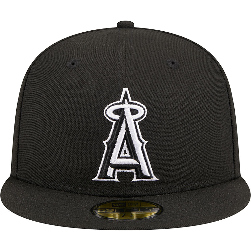 MLB Los Angeles Angels New Era Side Patch Black & White 59FIFTY Fitted Hat - Black