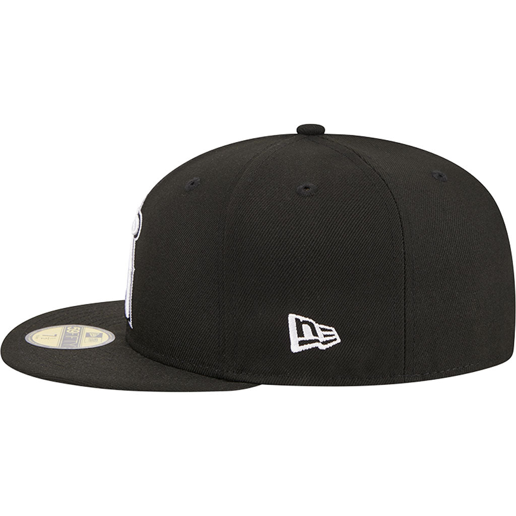 MLB Los Angeles Angels New Era Side Patch Black & White 59FIFTY Fitted Hat - Black