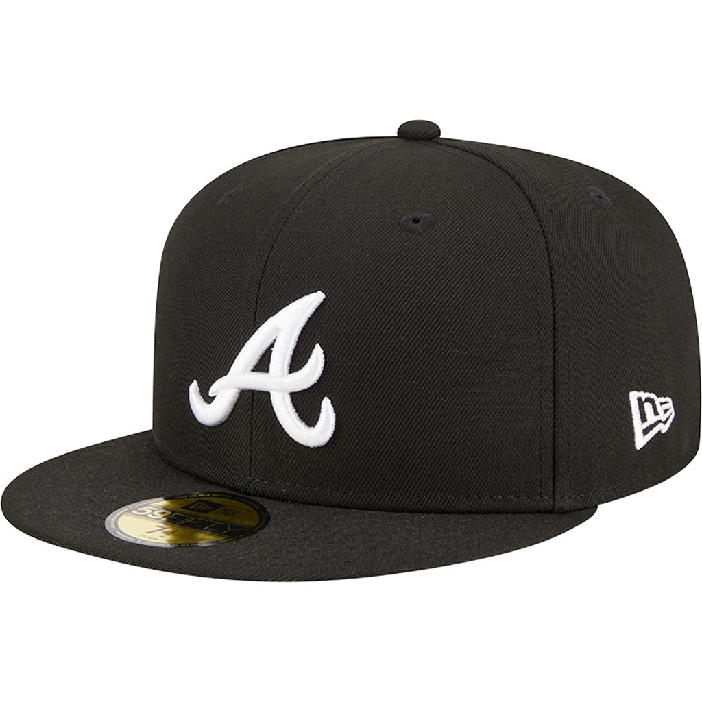 MLB Atlanta Braves New Era Side Patch Black & White 59FIFTY Fitted Hat - Black