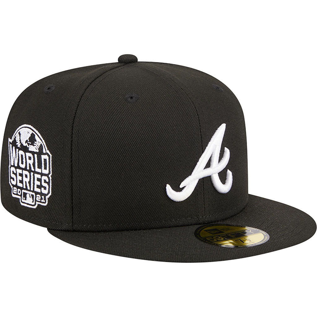 MLB Atlanta Braves New Era Side Patch Black & White 59FIFTY Fitted Hat - Black