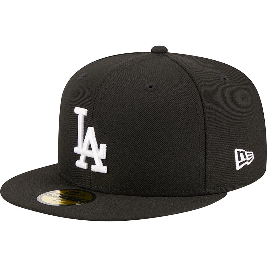 MLB Los Angeles Dodgers New Era Side Patch Black & White 59FIFTY Fitted Hat - Black